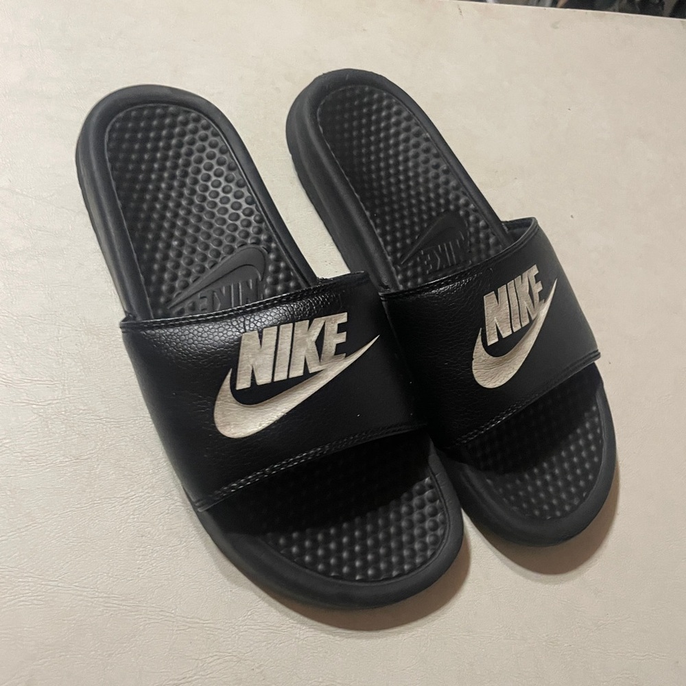 Nike Black and White Slide Sandals